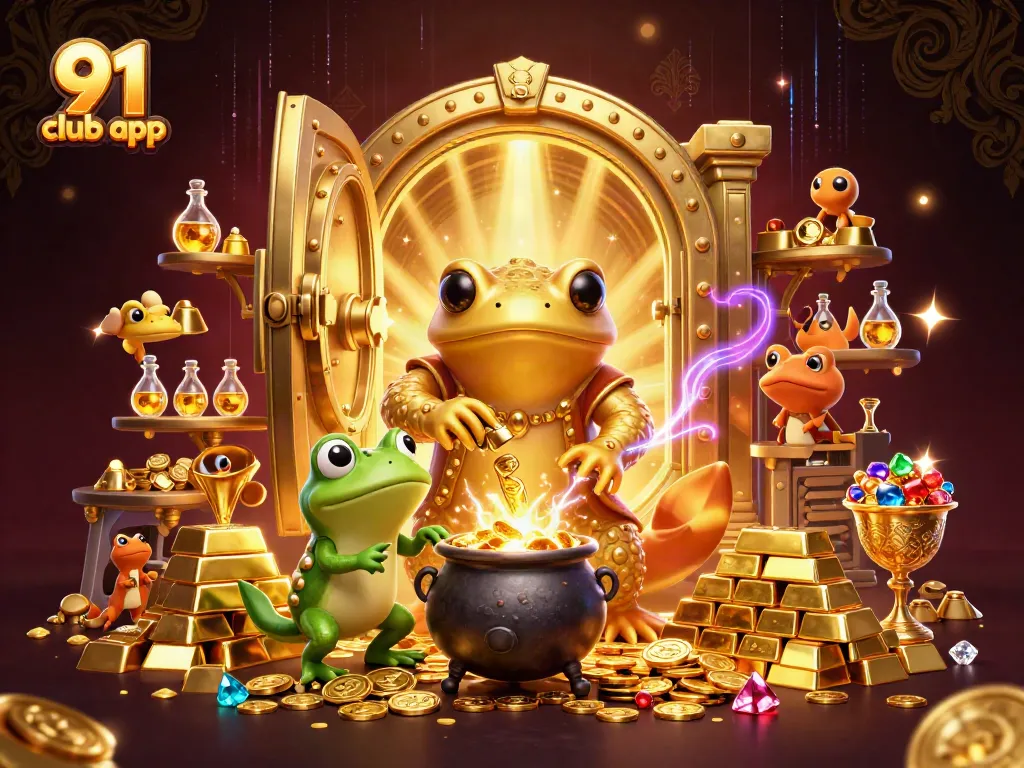 Experience thrilling gameplay with the 91 club app, showcasing golden treasures and vibrant elements.