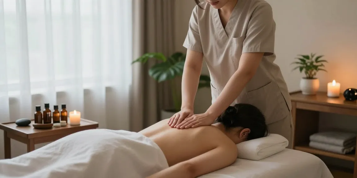 Relaxing massage therapy scene highlighting 대화동출장마사지 techniques in a serene studio.