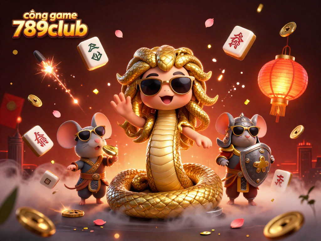 Exciting illustration of cổng game 789club featuring engaging gaming elements and vibrant characters in action.