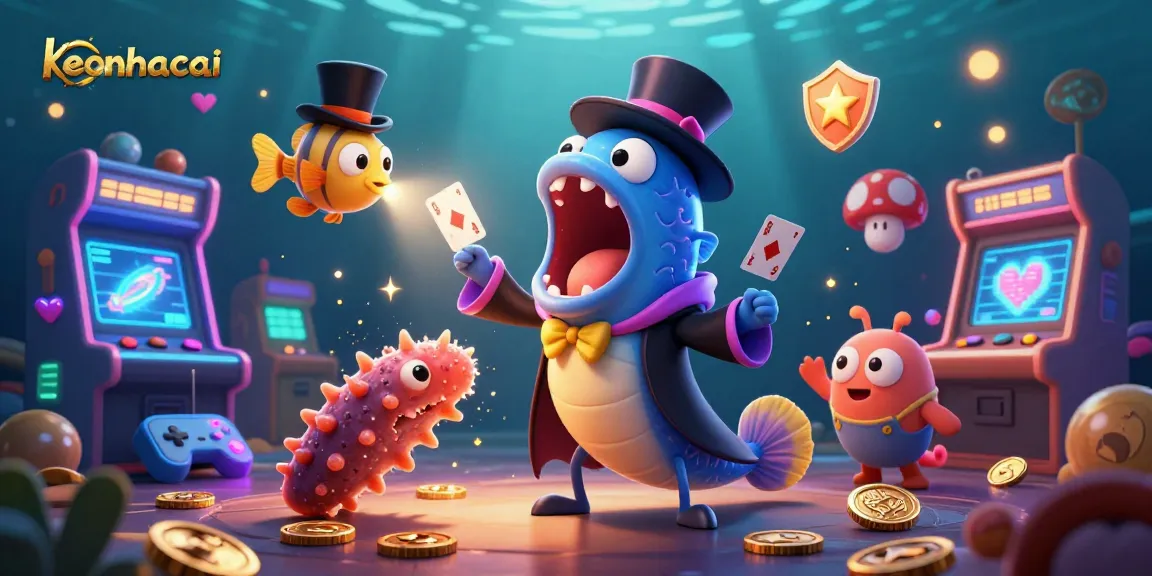 Experience thrilling magic with keonhacai featuring a deep-sea eel, anglerfish, and sea cucumber in a vibrant casino scene.