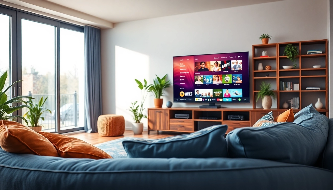 Engaging setup of iron iptv streaming options in a modern living room atmosphere.