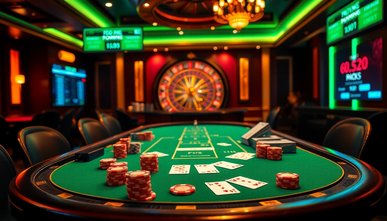 Experience the thrill of 상품권카드 gambling at an elegant poker table with vibrant chips and cards.