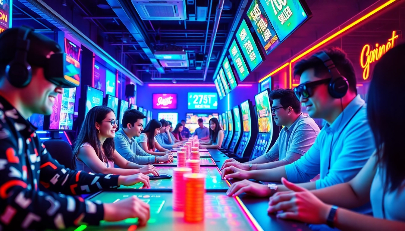 Experience the thrilling gaming environment of https://mm88.agency/ with players enjoying diverse online games in a vibrant cyber setting.