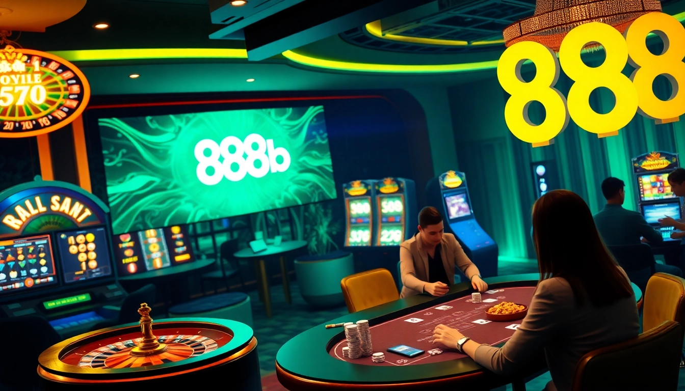 Exciting online gambling interface featuring 888b online poker, slots, and roulette.