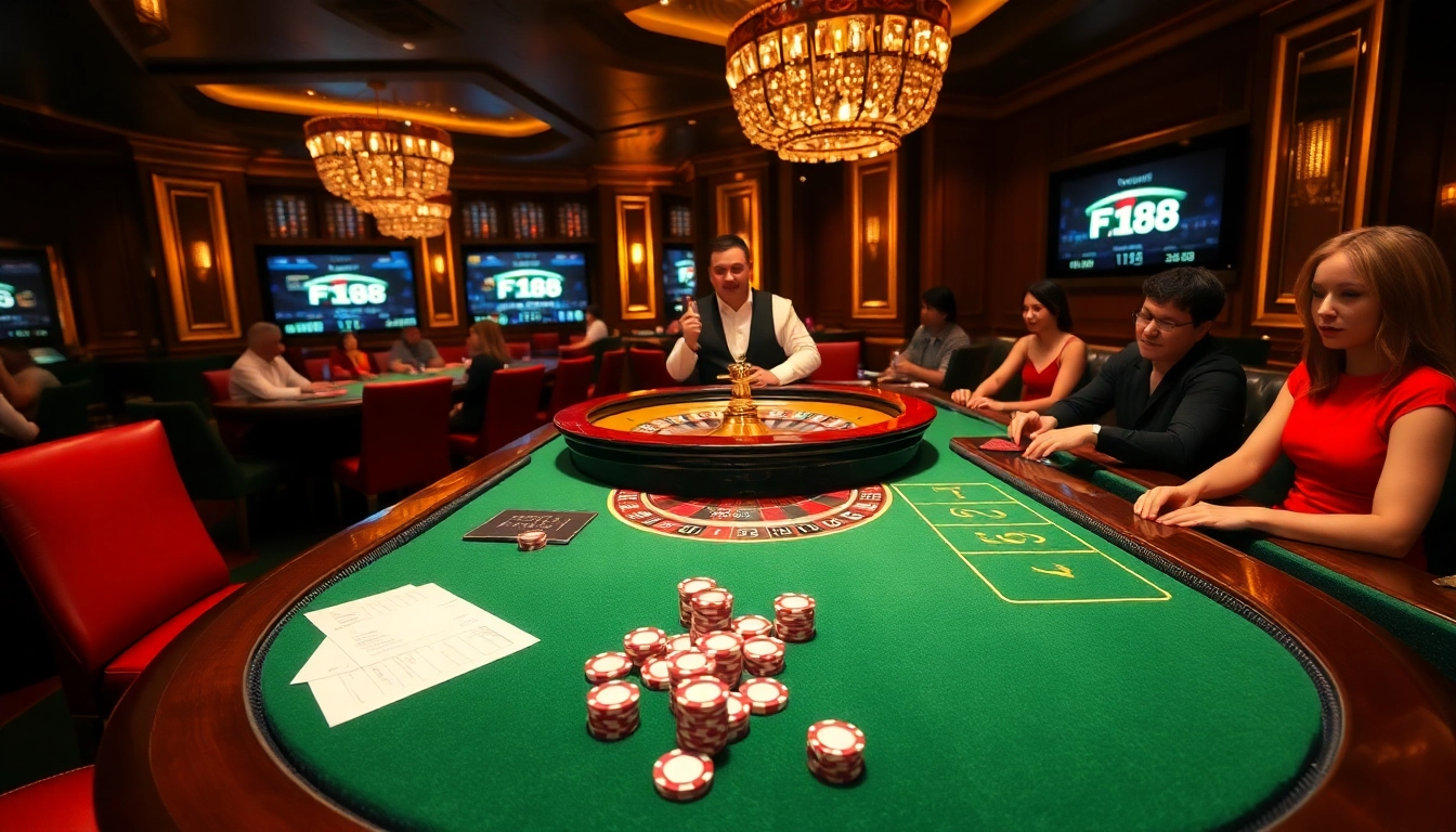A thrilling roulette scene showcasing the excitement of placing bets at F168, featuring vibrant chips and a professional atmosphere.