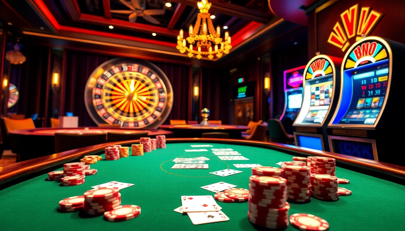 Exciting gameplay experience at https://xx88.bar/ with colorful poker chips and vibrant casino ambiance.