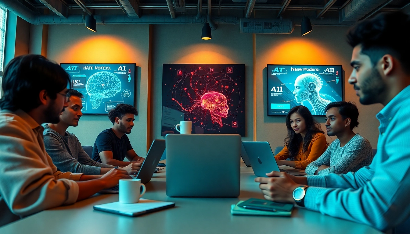 Engaging young adults exploring ai nsfw content generation in a modern digital workspace.