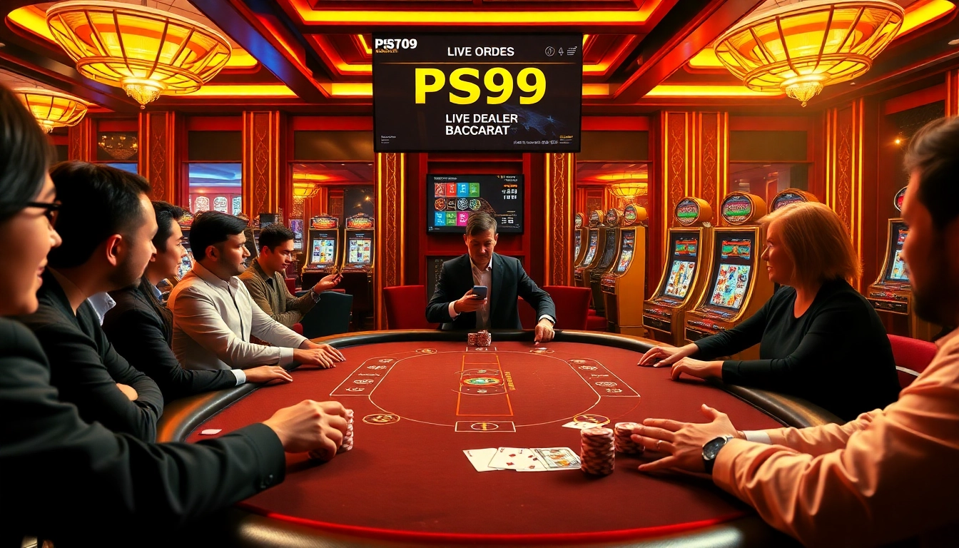 A thrilling moment at the trang chủ PS99 live dealer casino, showcasing an engaging Baccarat game with enthusiastic players.