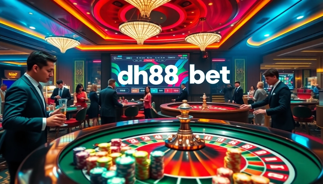 Experience the thrill at the casino with dh88 bet on vibrant roulette tables and colorful poker chips.