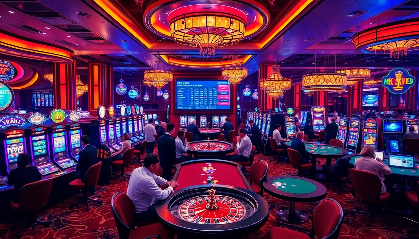 Experience thrilling gameplay with MK 8 in a luxurious casino setting complete with vibrant slot machines and poker tables.