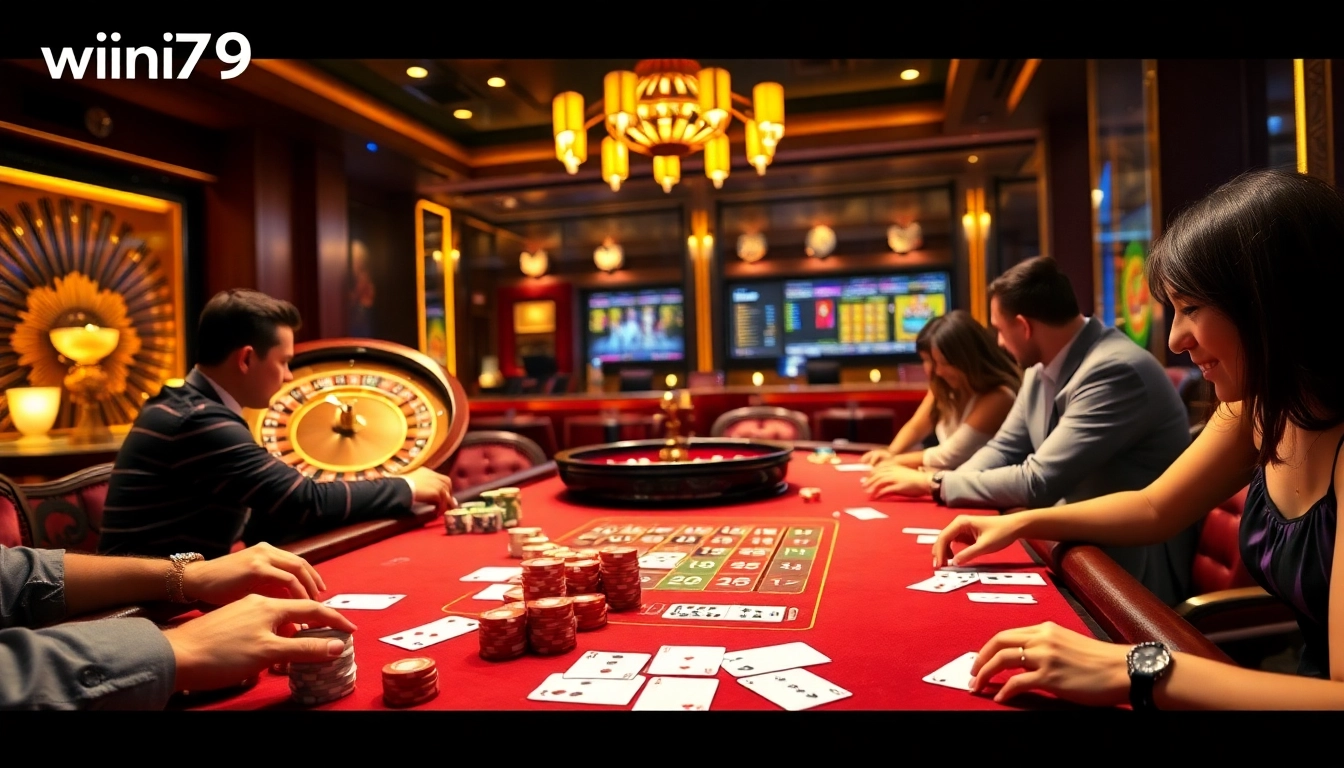 Experience the excitement of win79 CSKH with vibrant casino tables filled with poker chips and action.