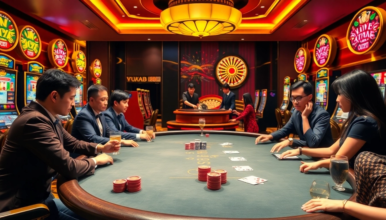 Experience thrilling gameplay at VUA88 with vibrant slot machines and engaging poker tables.