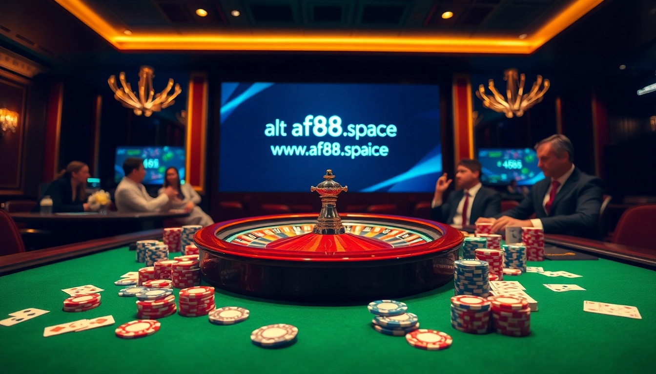 Gamble strategically at https://af88.space/ with vibrant poker chips and an engaging roulette wheel.