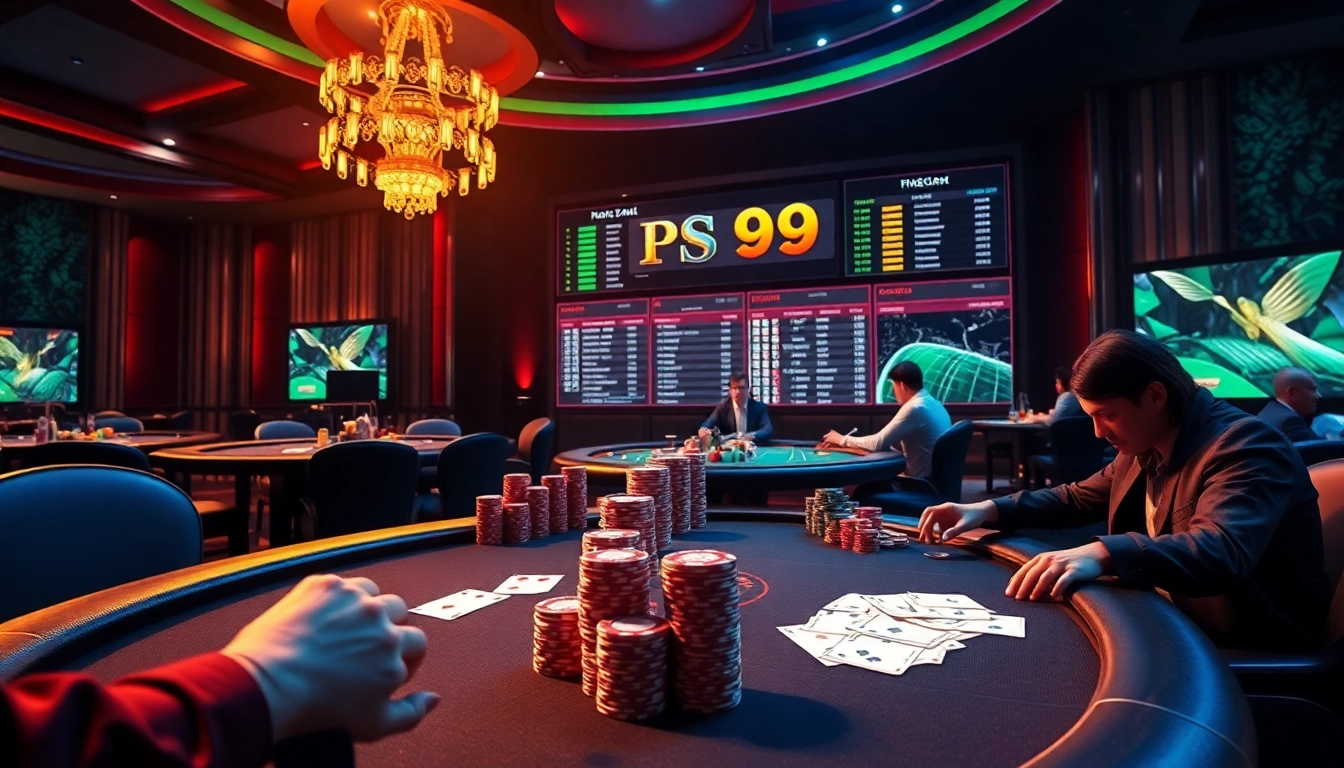 Experience thrilling gameplay at nhà cái PS99 with high-stakes betting tables and vibrant online interfaces.